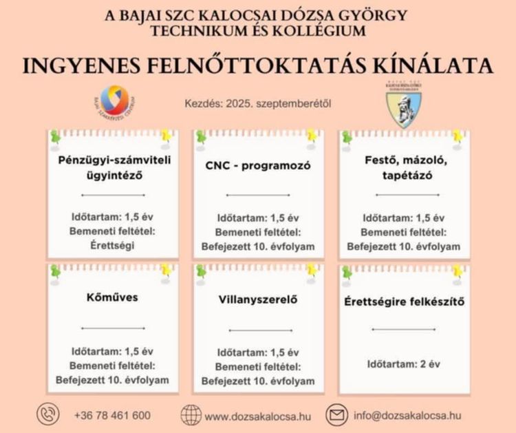 INGYENES FELNŐTTOKTATÁS